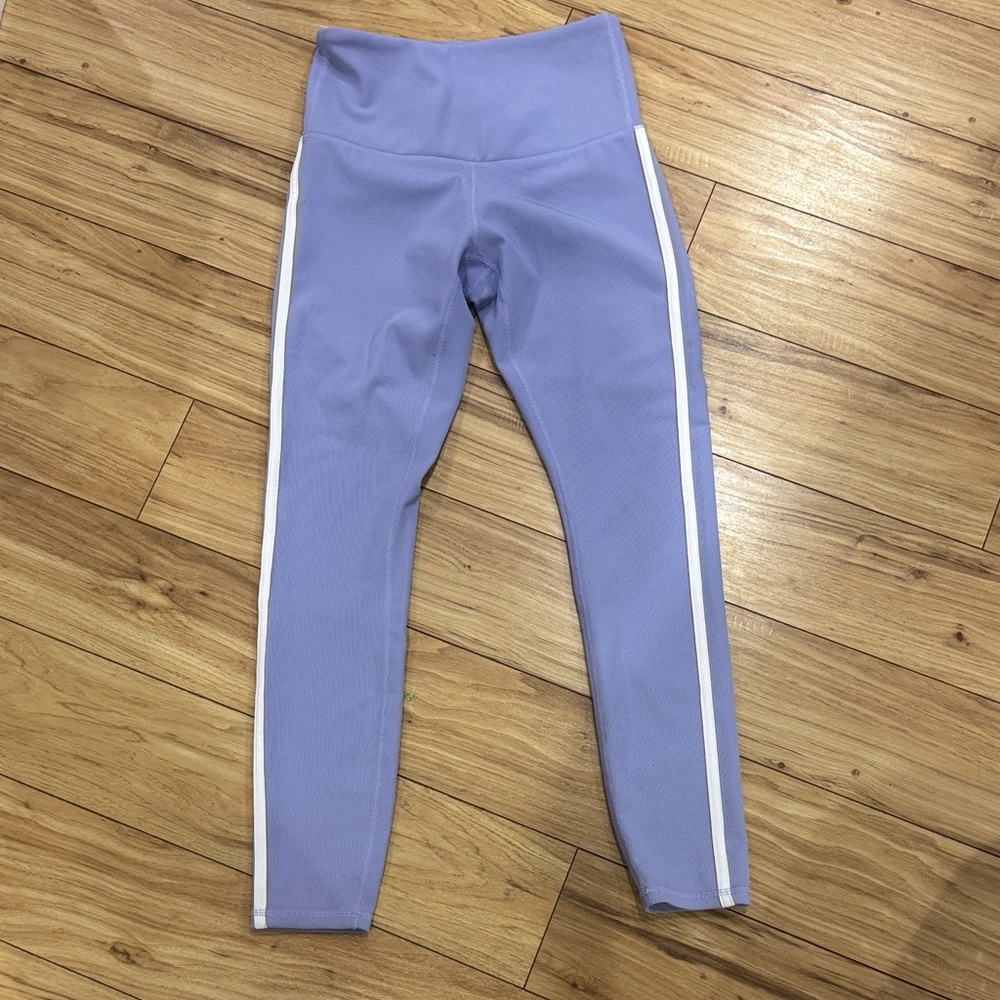 Lavender Leggings with White Stripes